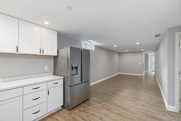 Interior, Kitchen, Recessed Lighting, Wood Texture Flooring