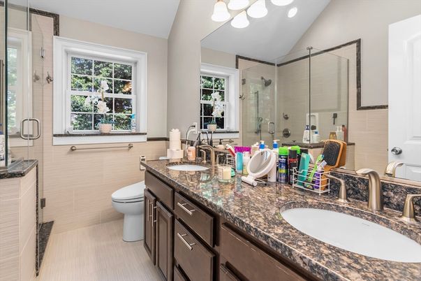 Bathroom, Dual Sink Vanities, Glass Shower, Interior