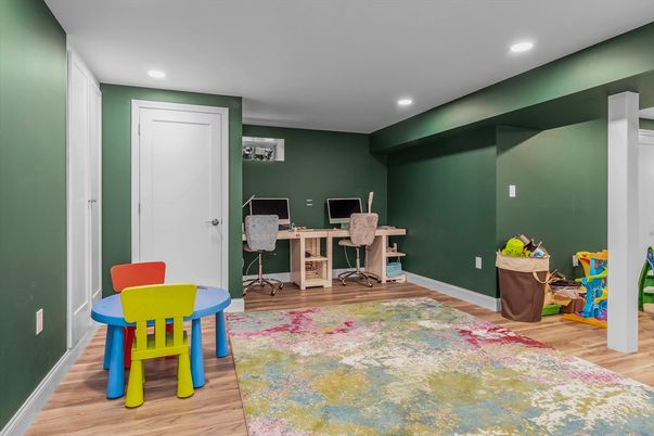Home Office, Interior, Recessed Lighting, Wood Texture Flooring