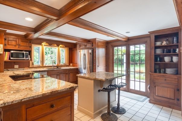 Interior, Kitchen, Recessed Lighting, Stainless Steel Appliances, Wooden Beams
