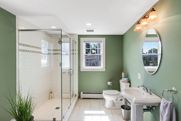 Bathroom, Glass Shower, Interior, Recessed Lighting