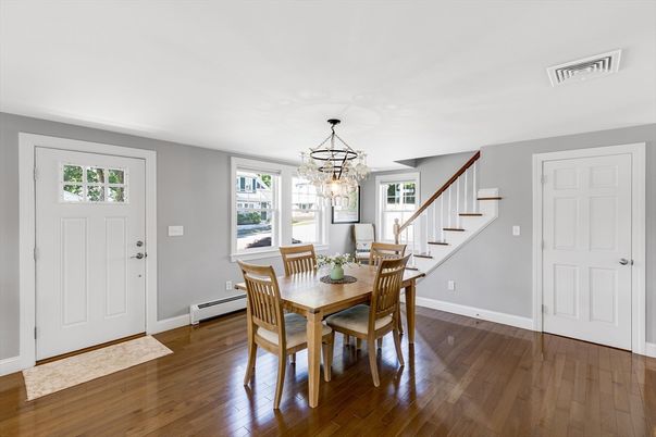Chandelier, Dining room, Interior, Wood Texture Flooring