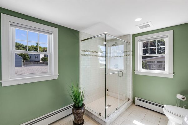 Bathroom, Glass Shower, Interior, Recessed Lighting