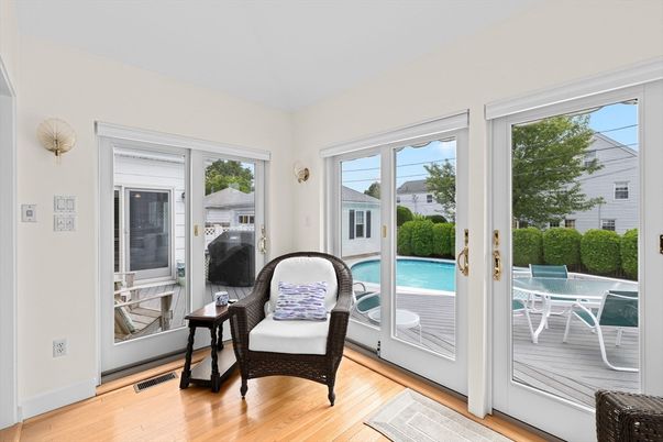Interior, Pool, Sun Room, Wood Texture Flooring