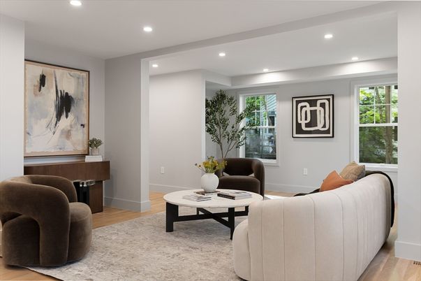 Interior, Living room, Recessed Lighting, Wood Texture Flooring