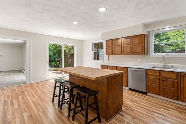 Interior, Kitchen, Recessed Lighting, Wood Texture Flooring
