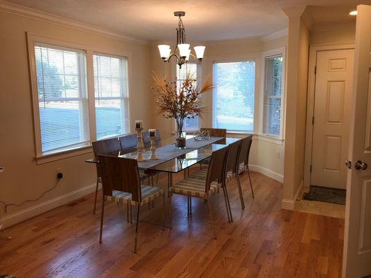Chandelier, Dining room, Interior, Wood Texture Flooring