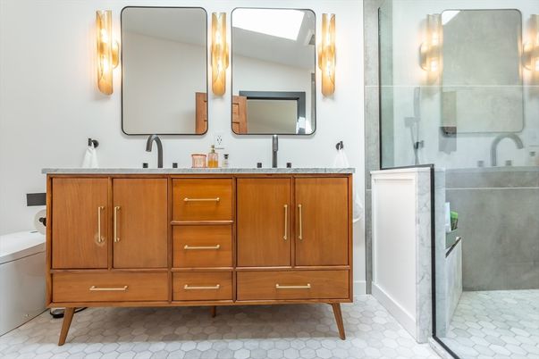 Bathroom, Dual Sink Vanities, Glass Shower, Interior