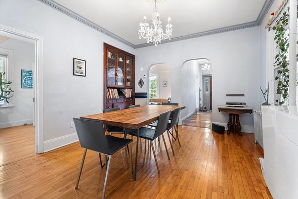 Chandelier, Dining room, Interior, Wood Texture Flooring
