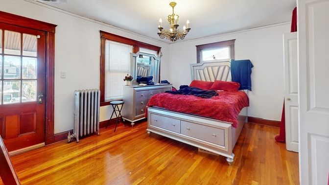 Bedroom, Chandelier, Interior, Wood Texture Flooring