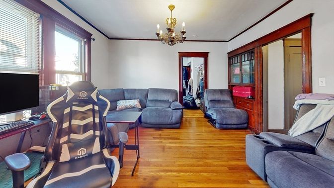 Chandelier, Interior, Living room, Wood Texture Flooring