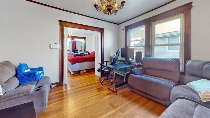 Chandelier, Home Office, Interior, Wood Texture Flooring