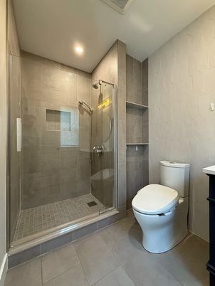Bathroom, Glass Shower, Interior, Recessed Lighting