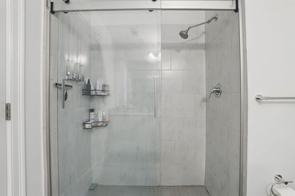 Bathroom, Glass Shower, Interior, Marble Walls