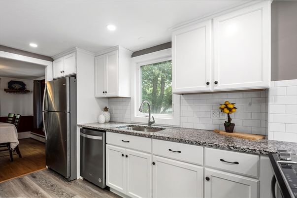 Interior, Kitchen, Recessed Lighting, Wood Texture Flooring