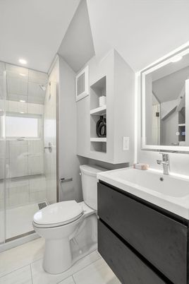 Bathroom, Glass Shower, Interior, Recessed Lighting