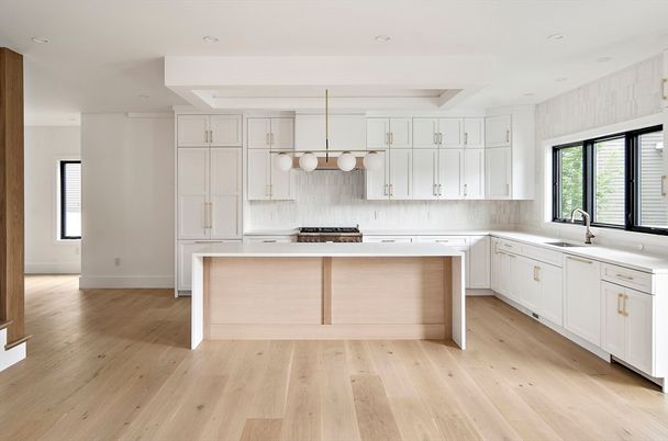 Interior, Kitchen, Pendant Lights, Recessed Lighting, Wood Texture Flooring