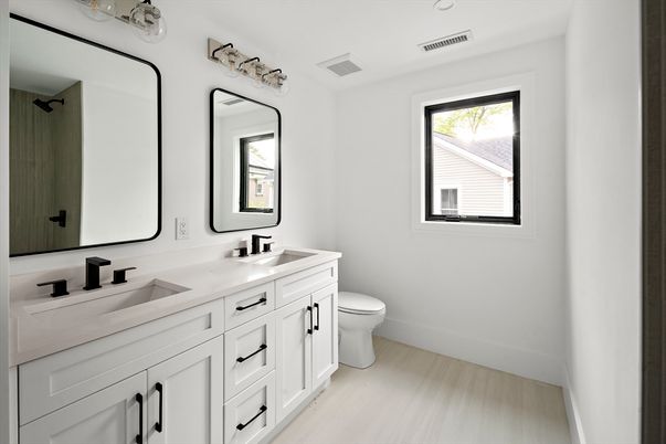 Bathroom, Dual Sink Vanities, Interior, Wood Texture Flooring