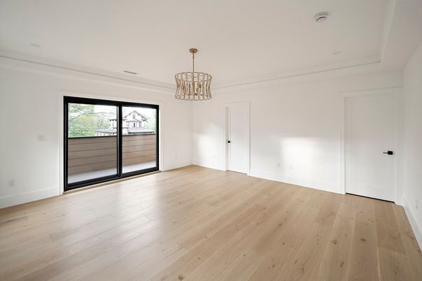 Empty room, Interior, Pendant Lights, Wood Texture Flooring