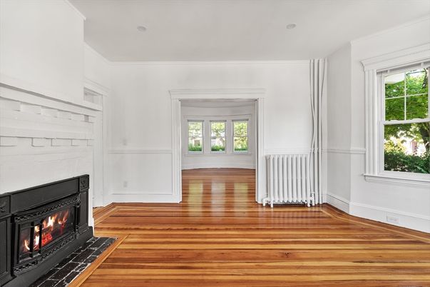 Empty room, Fireplace, Interior, Wood Texture Flooring