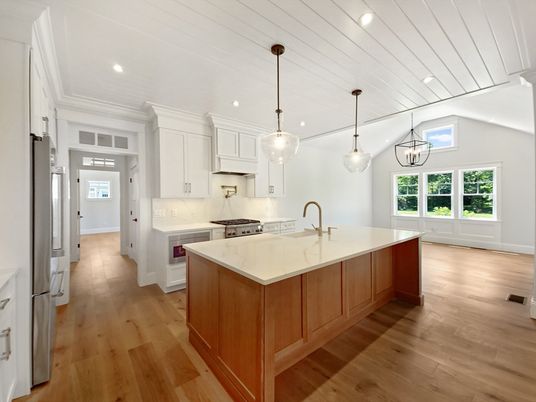 Interior, Kitchen, Pendant Lights, Recessed Lighting, Wood Texture Flooring
