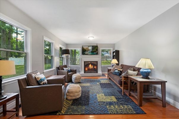 Fireplace, Interior, Living room, Wood Texture Flooring