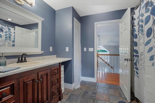 Bathroom, Interior, Recessed Lighting, Wood Texture Flooring