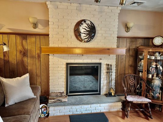 Fireplace, Interior, Stone Walls, Wood Texture Flooring