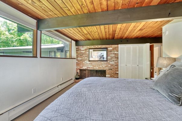 Bedroom, Fireplace, Interior, Stone Walls, Wooden Beams, Wooden Ceilings