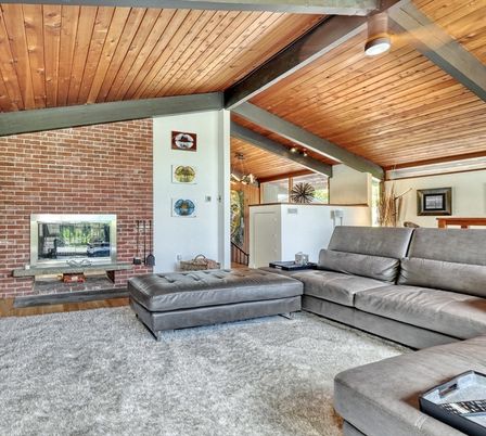 Fireplace, Interior, Living room, Stone Walls, Wooden Beams, Wooden Ceilings, Wood Texture Flooring