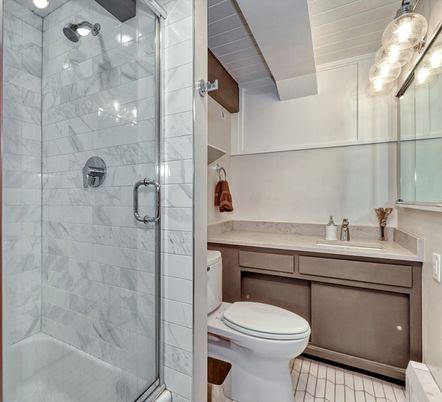 Bathroom, Glass Shower, Interior, Marble Walls
