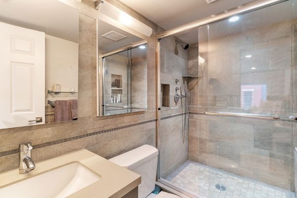 Bathroom, Glass Shower, Interior, Recessed Lighting