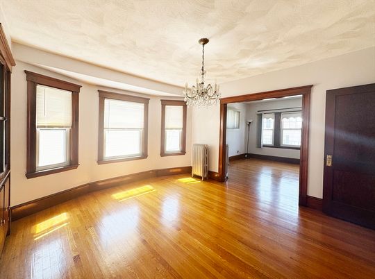 Chandelier, Empty room, Interior, Wood Texture Flooring