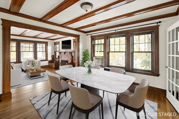 Dining room, Fireplace, Interior, Living room, Wooden Beams, Wood Texture Flooring