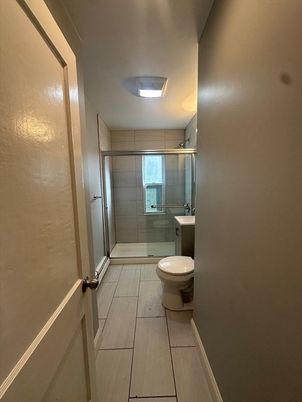 Bathroom, Glass Shower, Interior, Wood Texture Flooring