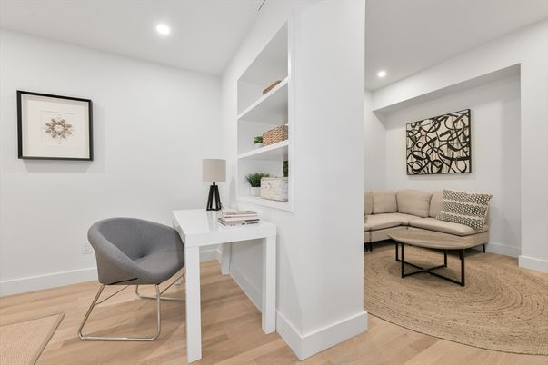Home Office, Interior, Recessed Lighting, Wood Texture Flooring