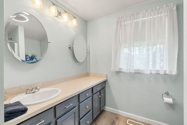 Bathroom, Dual Sink Vanities, Interior, Wood Texture Flooring