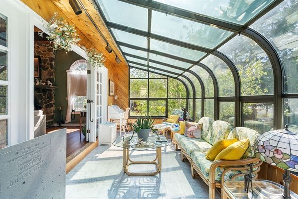 Glass Ceilings, Interior, Living room, Sun Room, Wood Texture Flooring