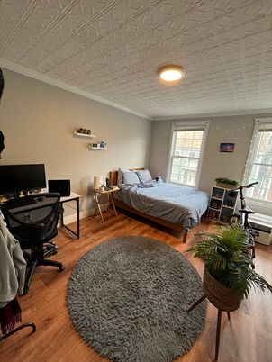 Bedroom, Home Office, Interior, Recessed Lighting, Wood Texture Flooring