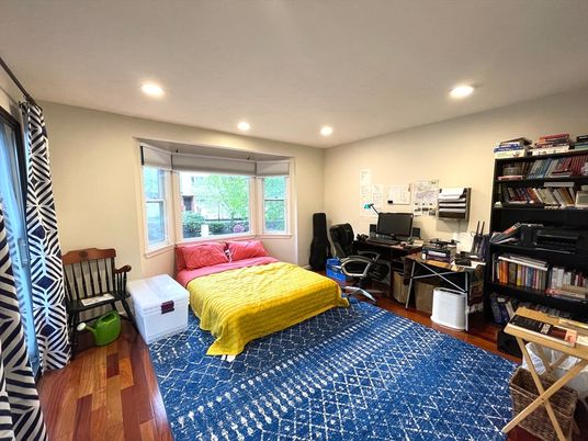 Bedroom, Home Office, Interior, Recessed Lighting, Wood Texture Flooring