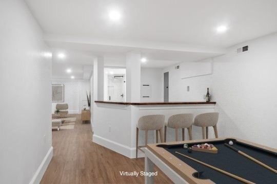 Game Room, Interior, Recessed Lighting, Wood Texture Flooring