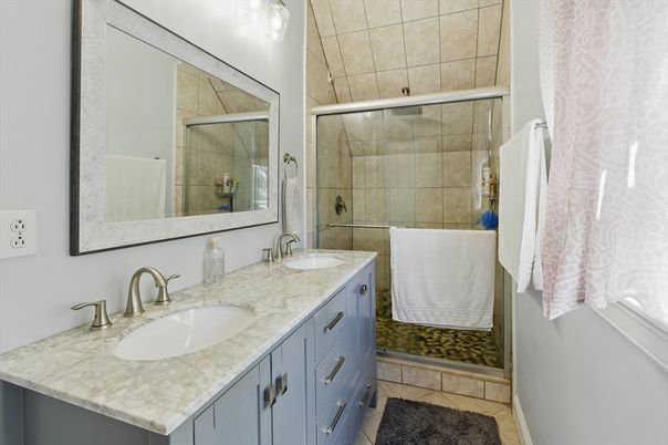 Bathroom, Dual Sink Vanities, Glass Shower, Interior