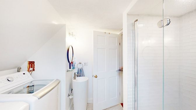 Bathroom, Glass Shower, Interior, Washer