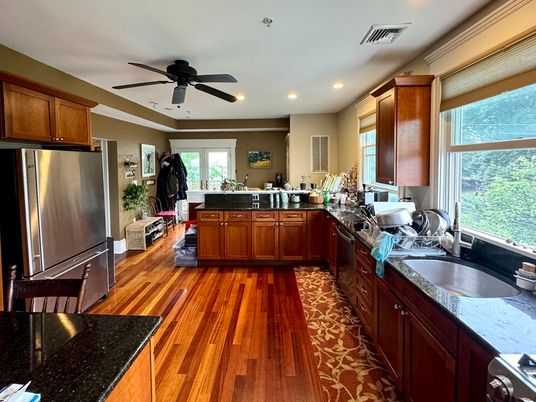 Interior, Kitchen, Recessed Lighting, Wood Texture Flooring