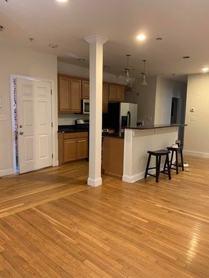 Interior, Kitchen, Pendant Lights, Recessed Lighting, Wood Texture Flooring