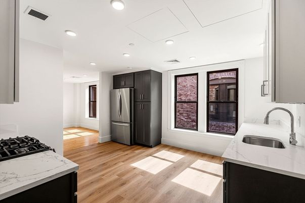 Interior, Kitchen, Recessed Lighting, Wood Texture Flooring