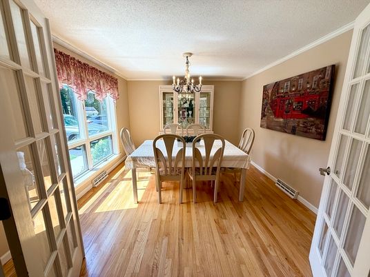 Chandelier, Dining room, Interior, Wood Texture Flooring
