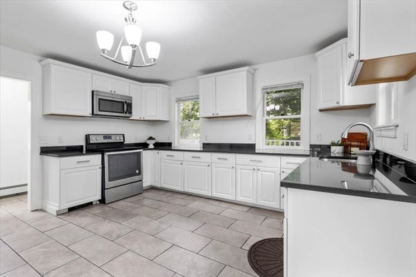 Chandelier, Interior, Kitchen, Stainless Steel Appliances
