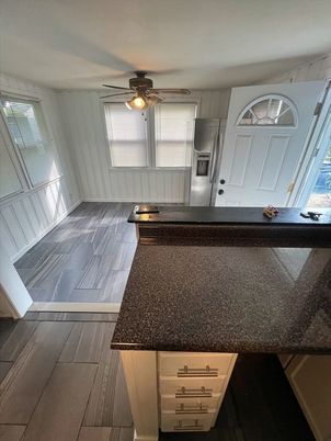 Interior, Kitchen, Wood Texture Flooring