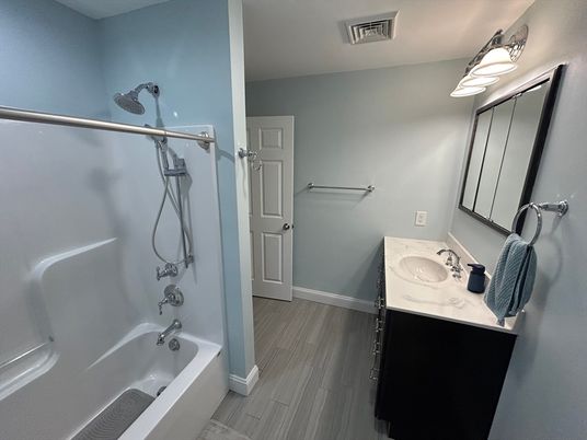 Bathroom, Interior, Wood Texture Flooring